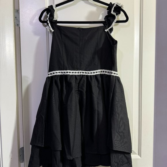 Korean Dress Black and White French Style Cocktail Lace Maid - Picture 2 of 2